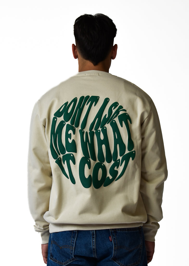 COSTS A LOT CREWNECK SWEATSHIRT TAN