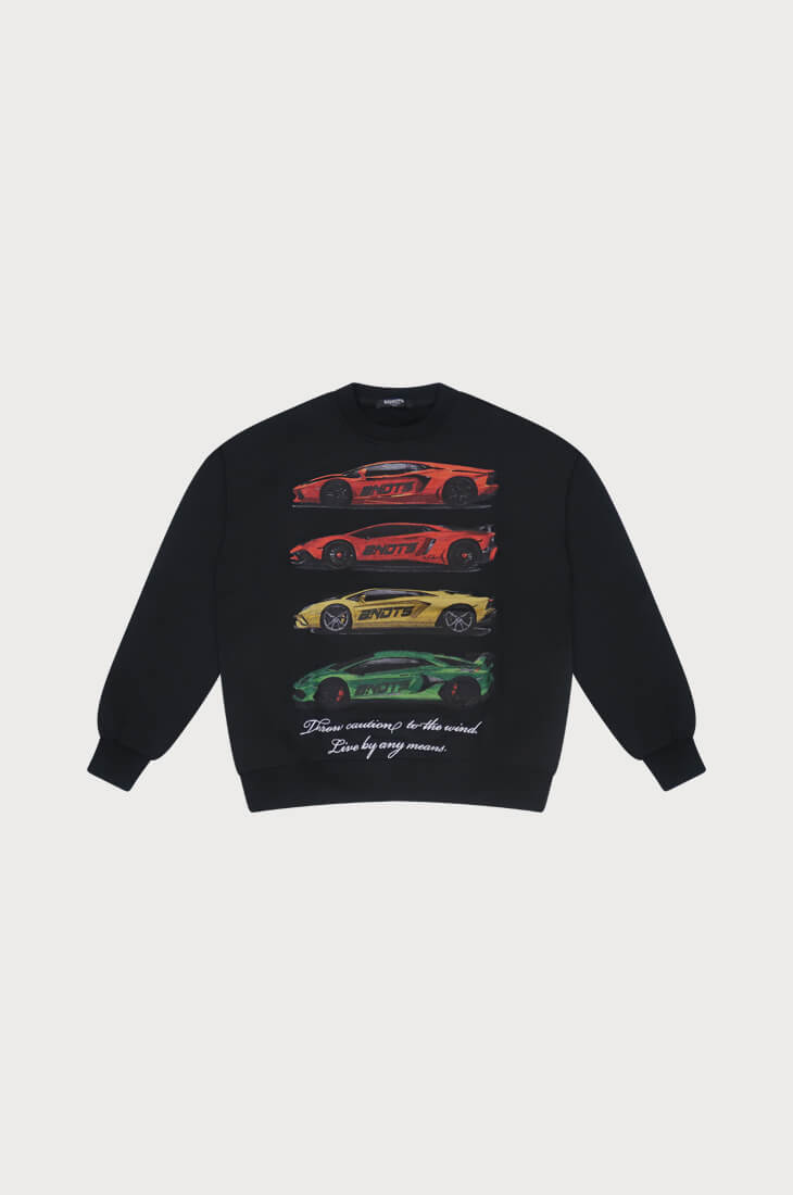 CAUTION TO THE WIND CREWNECK SWEATSHIRT BLACK