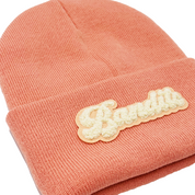 VARSITY SCRIPT BEANIE PEACH