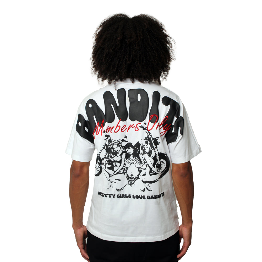 PRETTY GIRL BIKER CLUB S/S TEE WHITE
