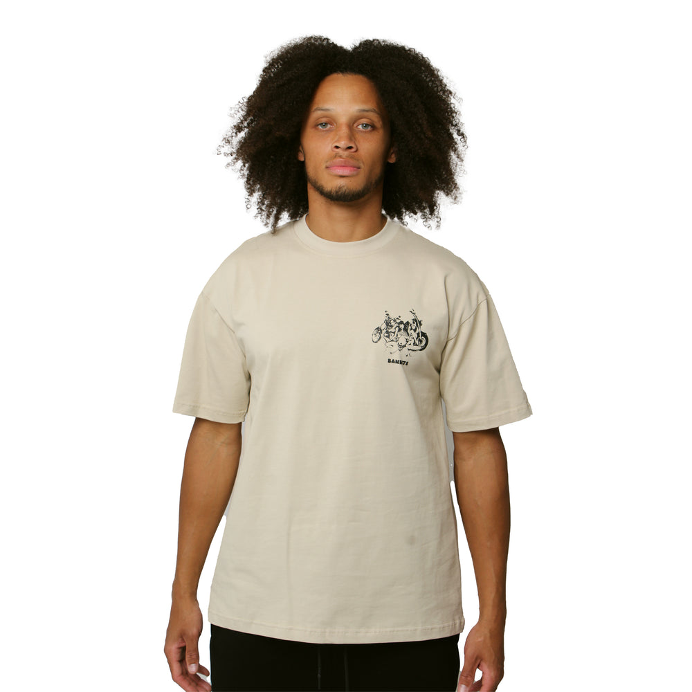 PRETTY GIRL BIKER CLUB S/S TEE TAN