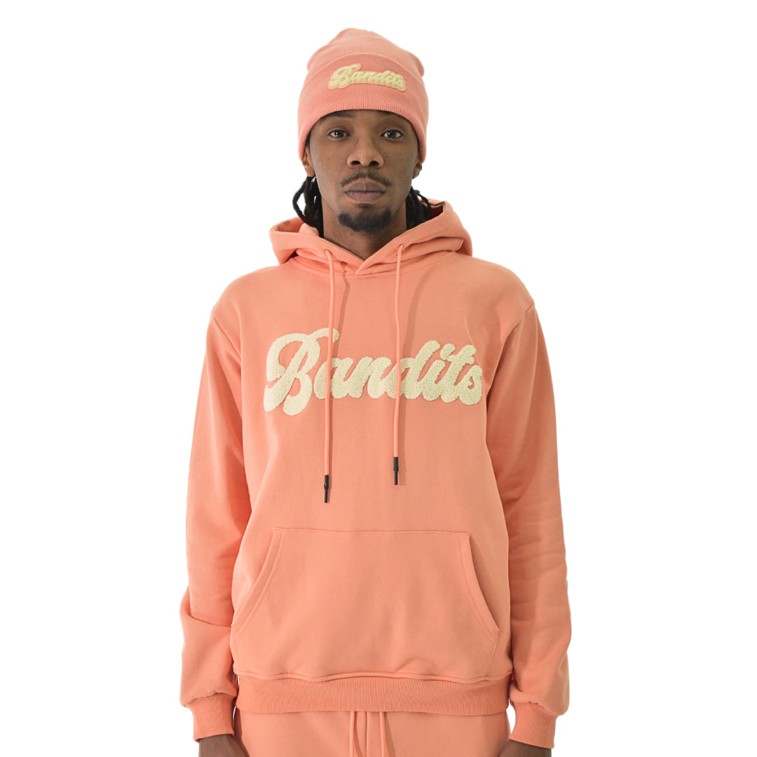 VARSITY SCRIPT PULLOVER HOODY PEACH